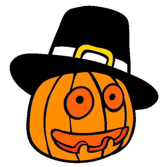 Thanksgiving Pumpkin Pilgrim Online Coloring Page