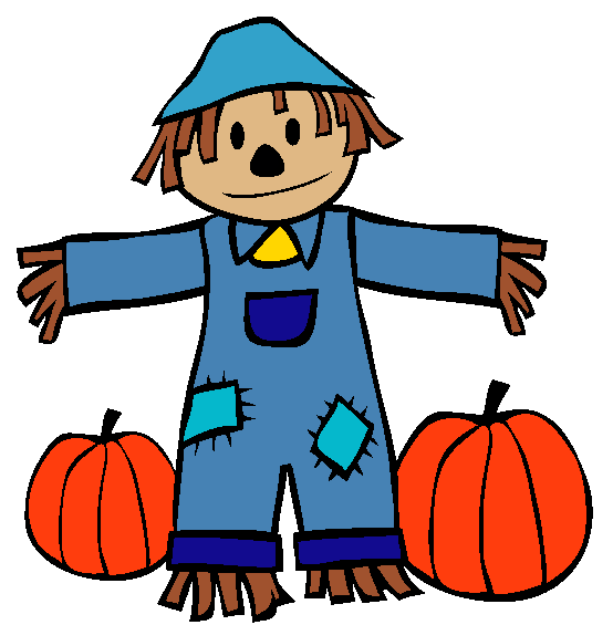 Fall Scarecrow and Pumpkins Coloring Page