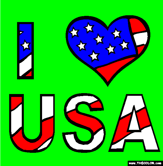 I Love USA Coloring Page