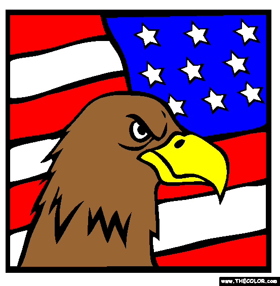 American Bald Eagle Flag Online Coloring Page