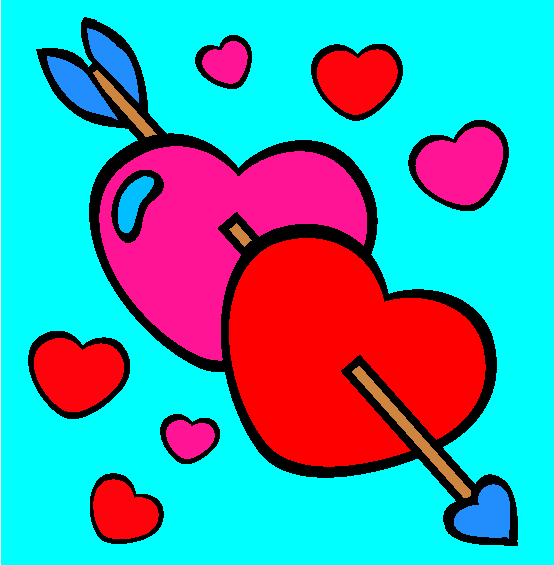Arrow Hearts Valentines Day Online Coloring Page