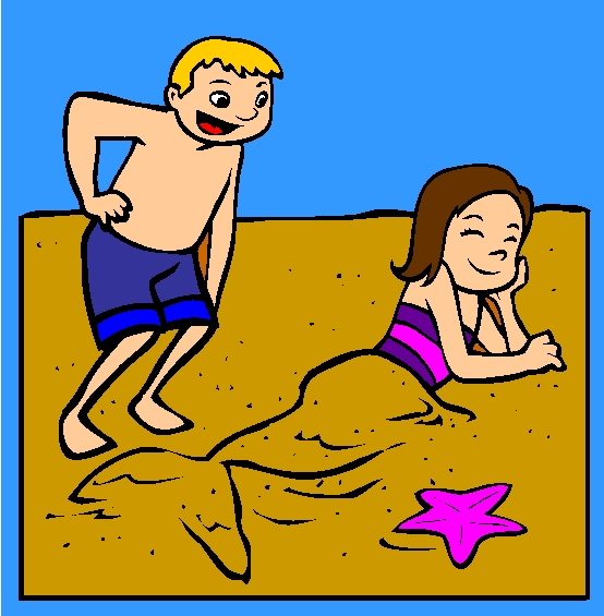 Beach Mermaid Coloring Page