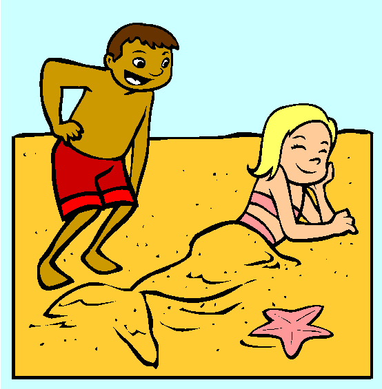 Beach Mermaid Coloring Page