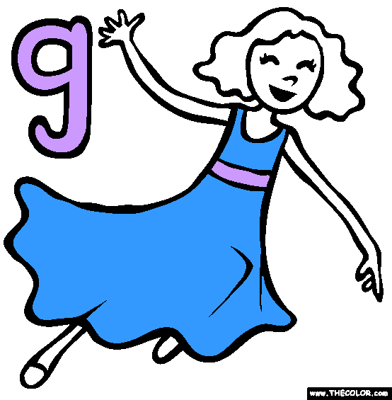 The Letter G Online Alphabet Coloring Page