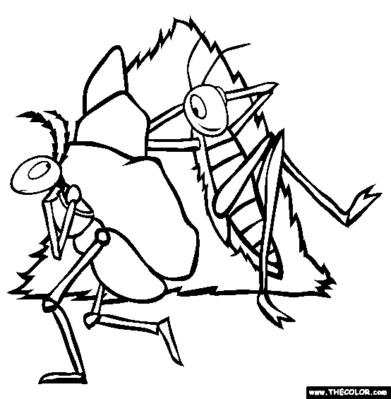 Ant And Grasshopper Coloring Page