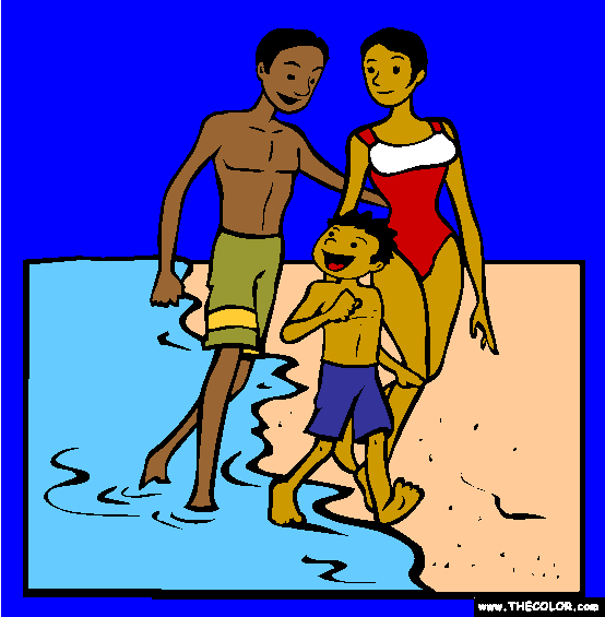 Walking on Beach Coloring Page