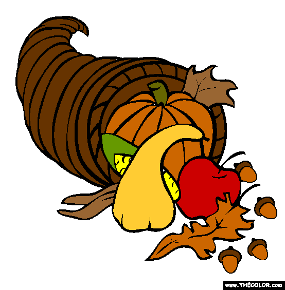 Thanksgiving Cornucopia Online Coloring Page