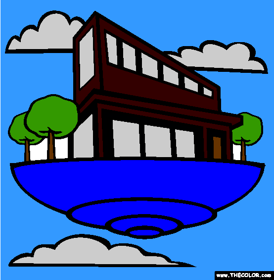 Floating Home Coloring Page