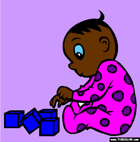 Playing With Blocks Coloring Page