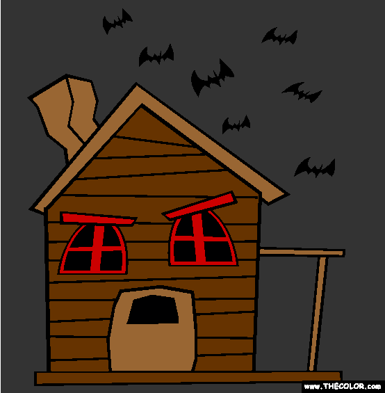 Halloween Haunted House Online Coloring Page