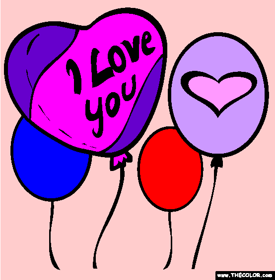 Valentines Day Love Balloons Coloring Page