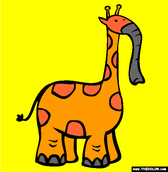 Elephant Giraffe Coloring Page