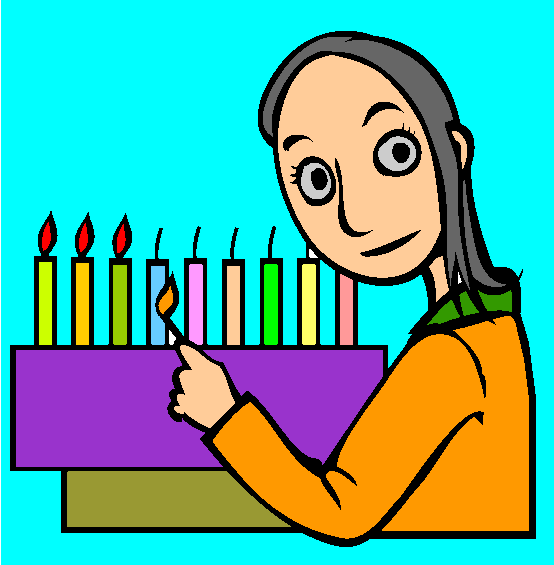 Lighting the Menorah Online Coloring Page
