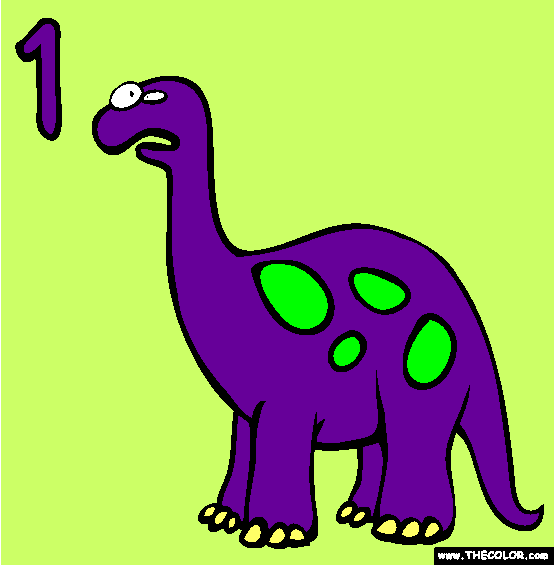 One (Dinosaur) Coloring Page