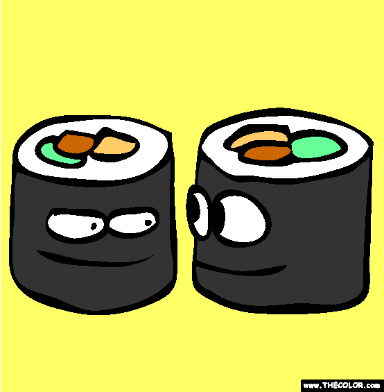Sushi Rolls Coloring Page