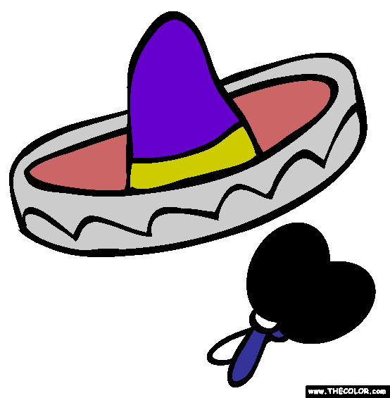 Sombrero and Maracas Online Coloring Page