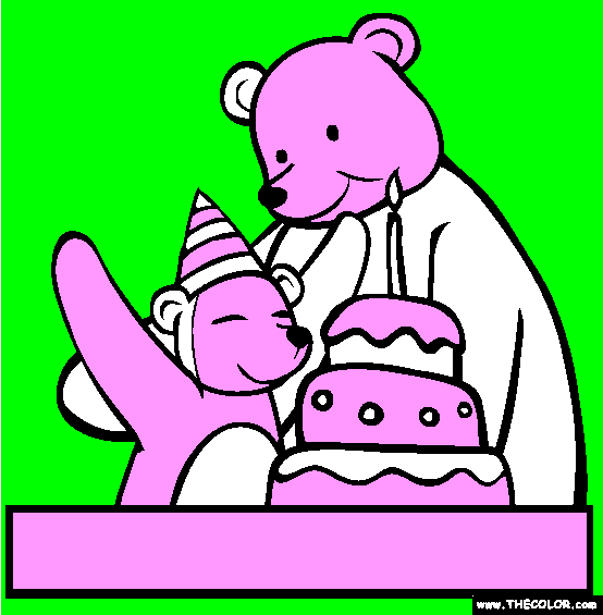 A Beary Happy Birthday Coloring Page