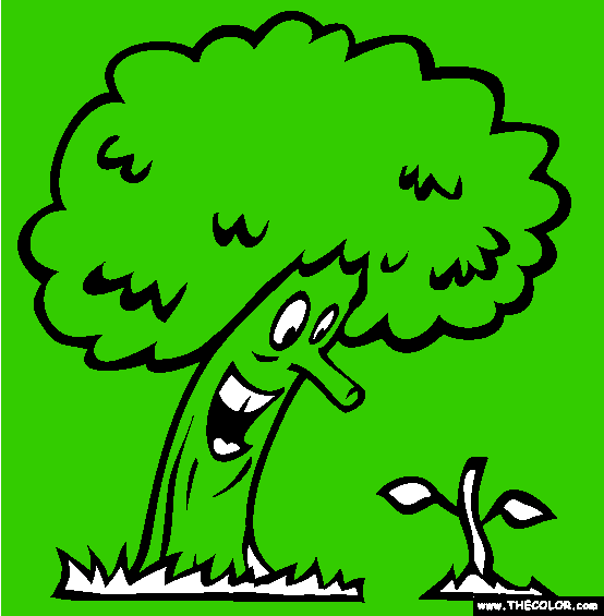 Happy Tree Arbor Day Online Coloring Page