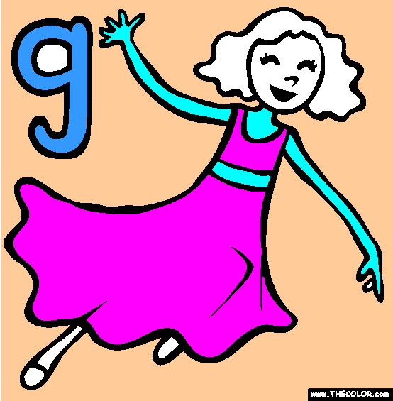 The Letter G Online Alphabet Coloring Page