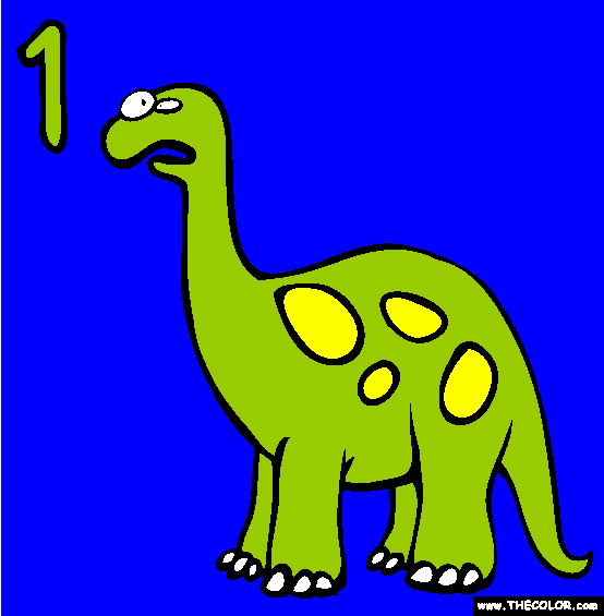 One (Dinosaur) Coloring Page