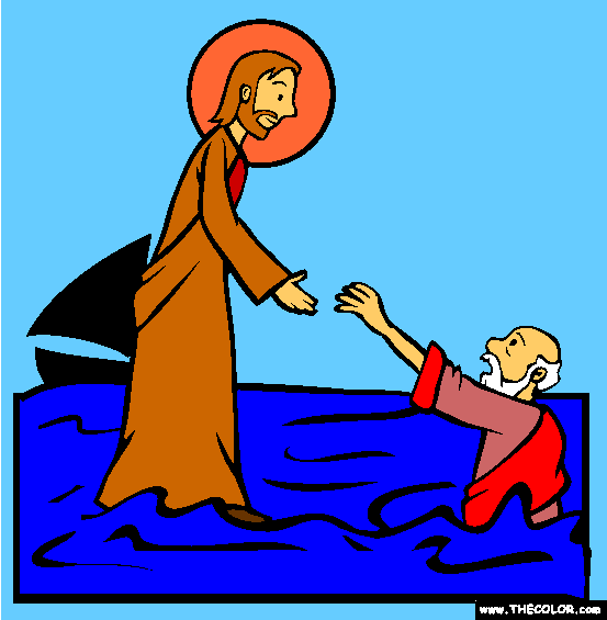 Jesus Walking On Water Coloring Page