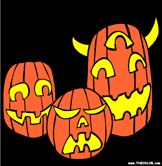 Carved Halloween Pumpkins Online Coloring Page