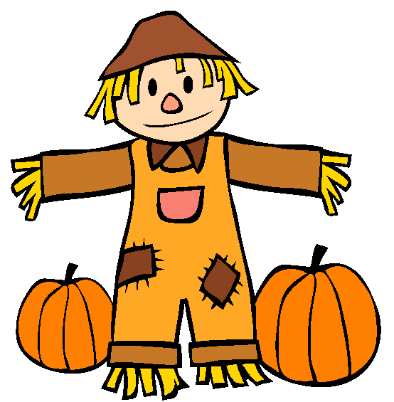 Fall Scarecrow and Pumpkins Coloring Page