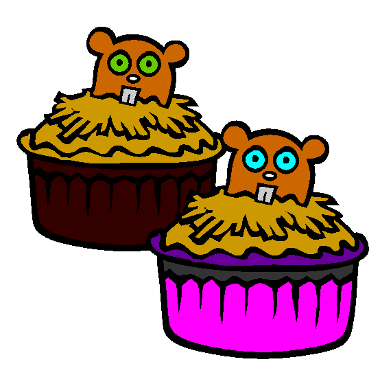 Groundhog Cupcakes Coloring Page