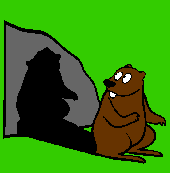 Groundhog Day Coloring, Groundhog sees his shadow