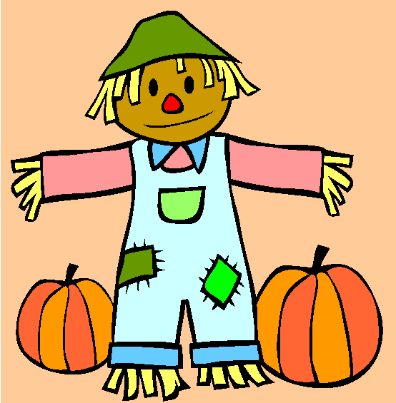 Fall Scarecrow and Pumpkins Coloring Page