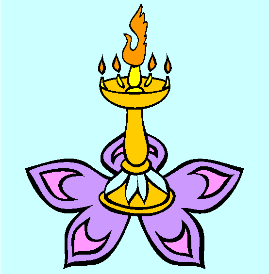 Diwali Flower Candle Coloring Page