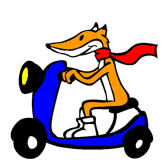 Fox On Scooter Coloring Page