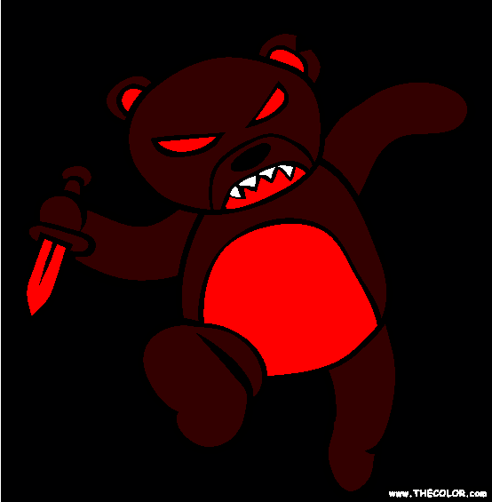 Halloween Scary Evil Bear Online Coloring Page