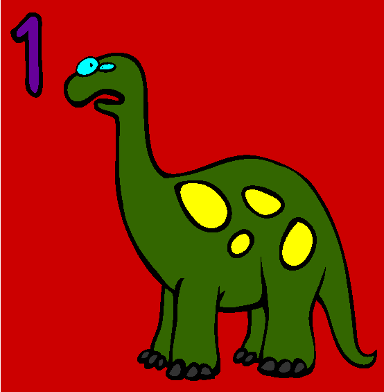 One (Dinosaur) Coloring Page