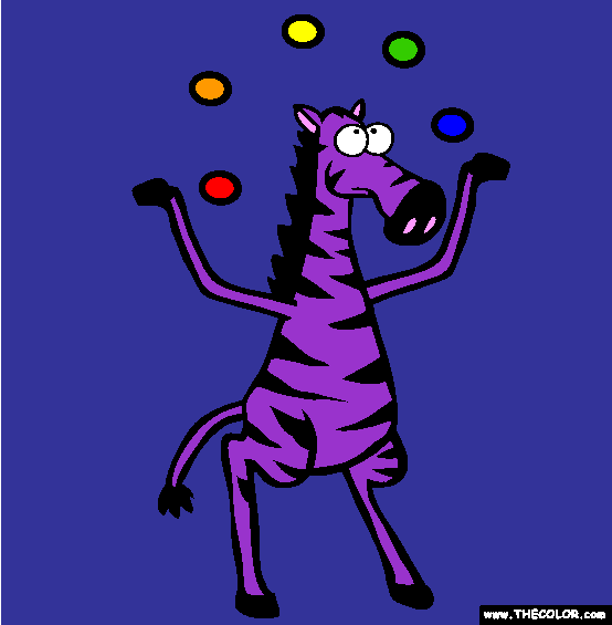Juggling Zebra Online Coloring Page