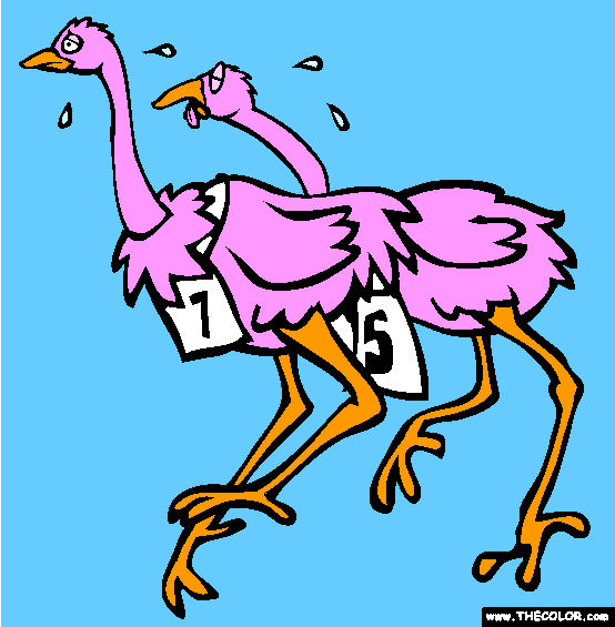 Ostrich Marathon Coloring Page