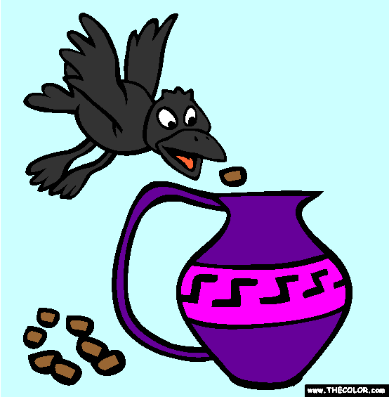 The Crow And The Pitcher Coloring Page