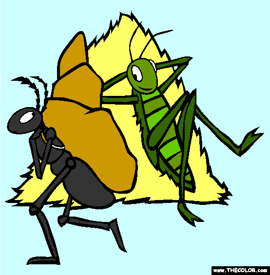Ant And Grasshopper Coloring Page