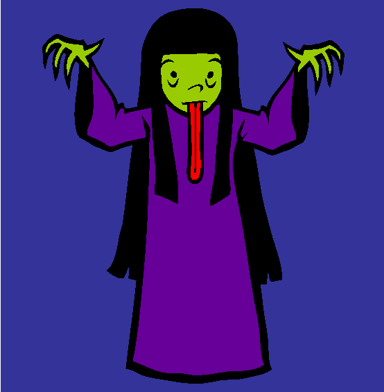 Scary Female Ghost Halloween Costume Coloring Page