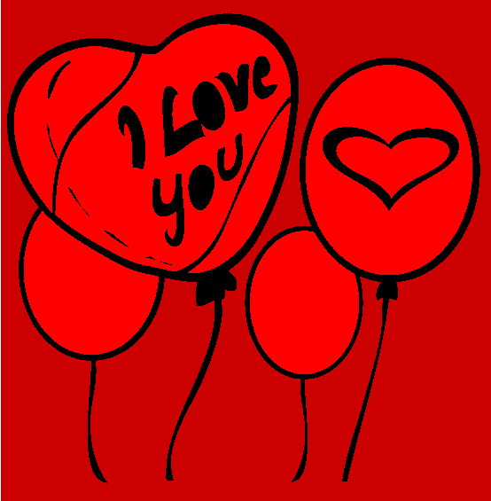 Valentines Day Love Balloons Coloring Page