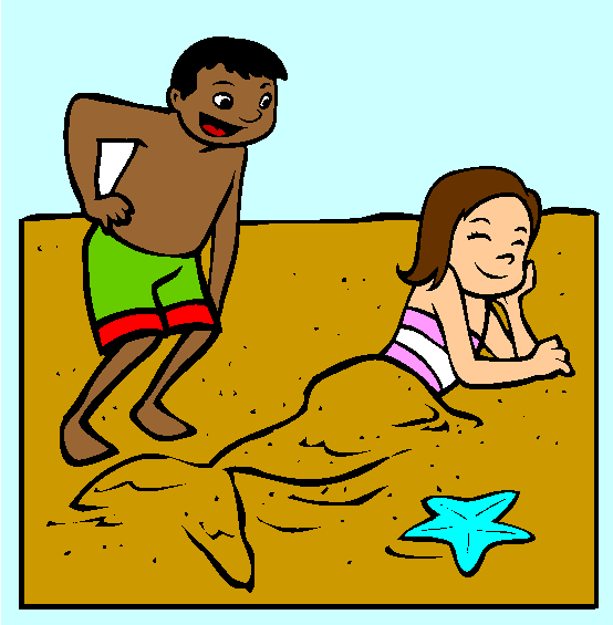 Beach Mermaid Coloring Page
