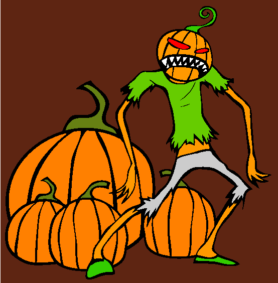 Scary Pumpkin Creature Halloween Coloring Page