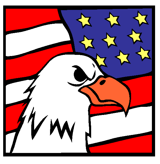 American Bald Eagle Flag Online Coloring Page