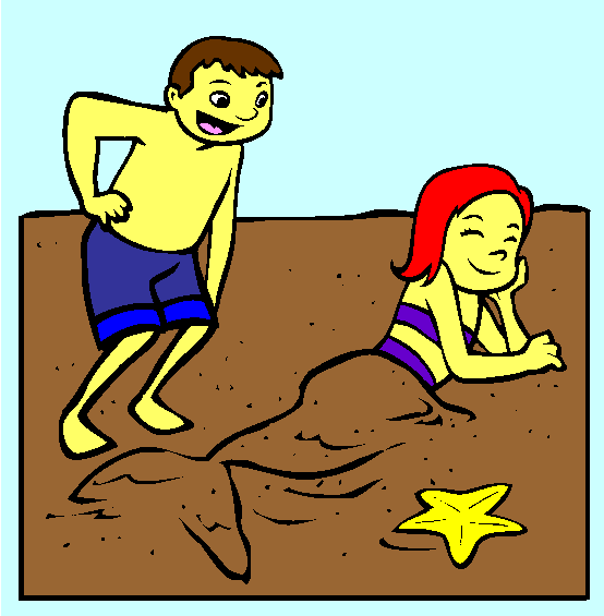 Beach Mermaid Coloring Page