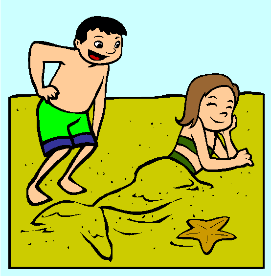 Beach Mermaid Coloring Page