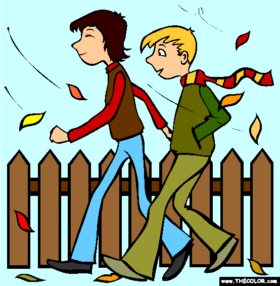 Fall Walk Coloring Page
