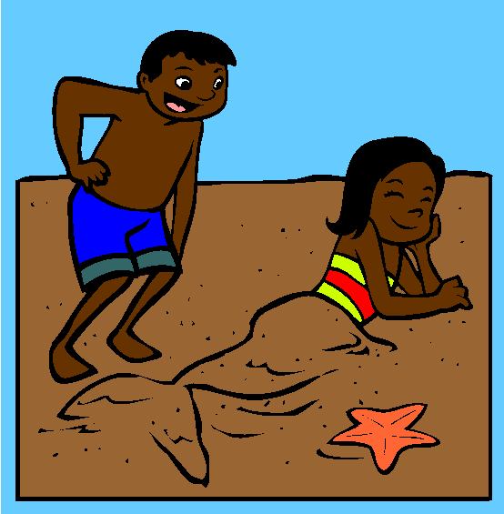 Beach Mermaid Coloring Page