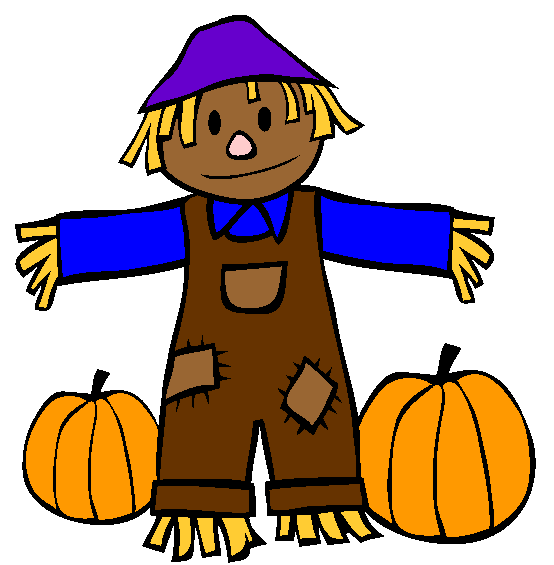 Fall Scarecrow and Pumpkins Coloring Page