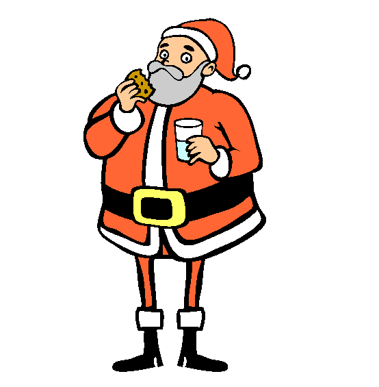 Santa Eating Cookies and Milk Coloring Page