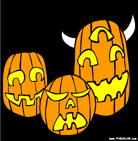 Carved Halloween Pumpkins Online Coloring Page